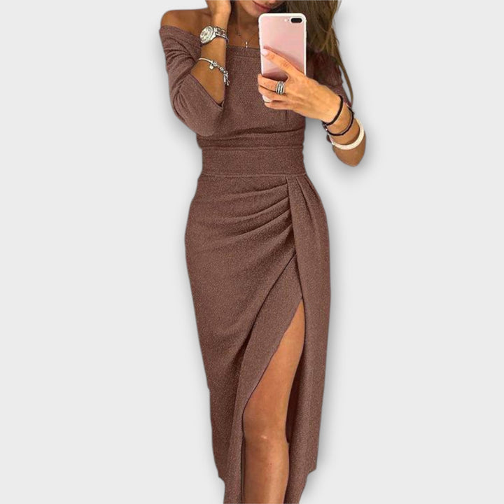 Lena - Elegancka sukienka z odkrytymi ramionami