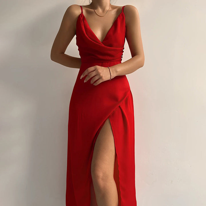 Simona - Elegancka sukienka z rozcięciem
