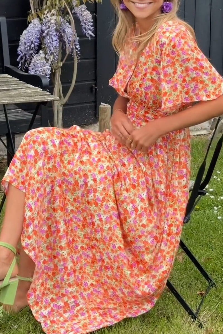 Rona - Elegancka maxi sukienka z dekoltem w kształcie V